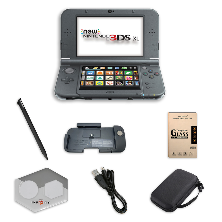 Nintendo 3DS XL Travel Bundle: Console + Carrying Case, Screen Protector & Charger