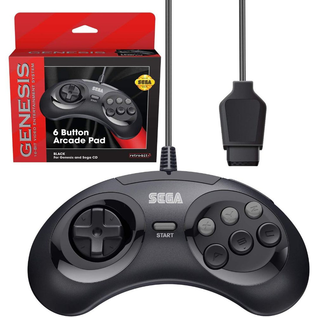 SEGA Genesis 6-button Arcade Original Port Pad Black