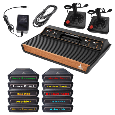 Atari 2600 Console Bundle: Asteroids, Defender, Donkey Kong, Keystone Kapers, Mario Bros, Missile Command, Pac-Man, Reactor ,Space Chase, Yar's Revenge
