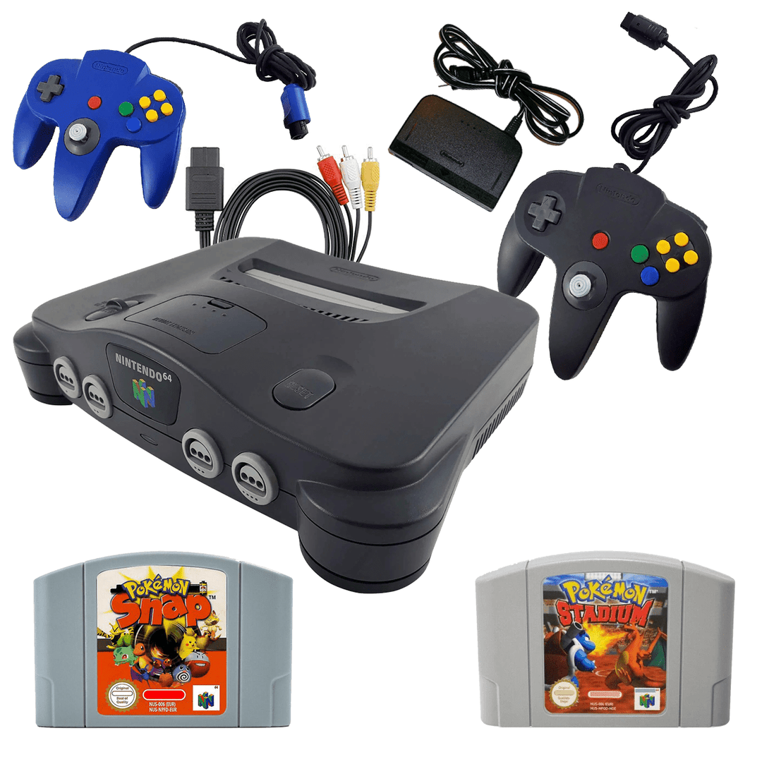 Nintendo 64 (N64) Console Bundle: Pokémon Stadium & Pokémon Snap - Retro vGames