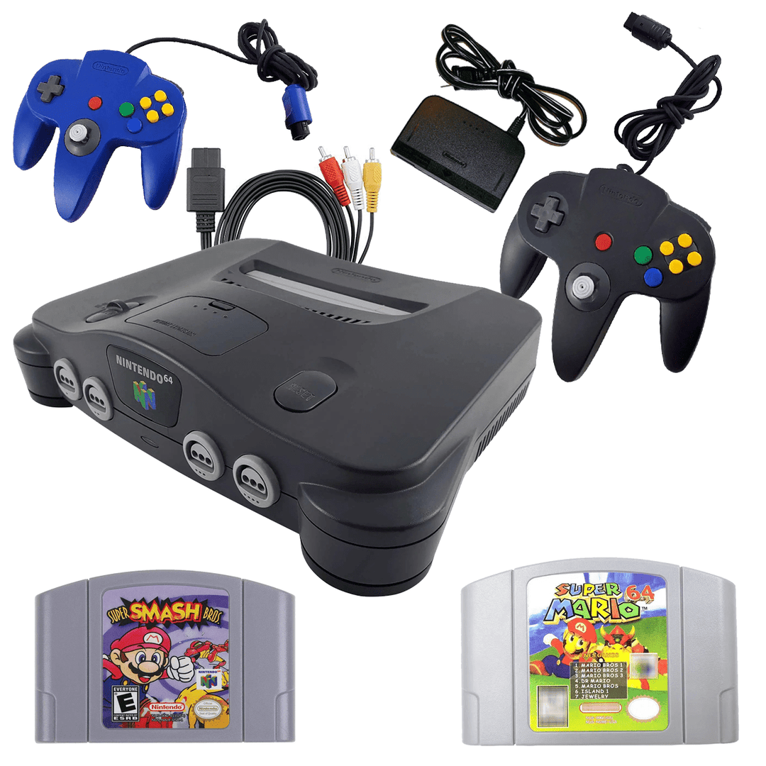 Nintendo 64 (N64) Console Bundle: Super Smash Bros & Super Mario 64 - Retro vGames