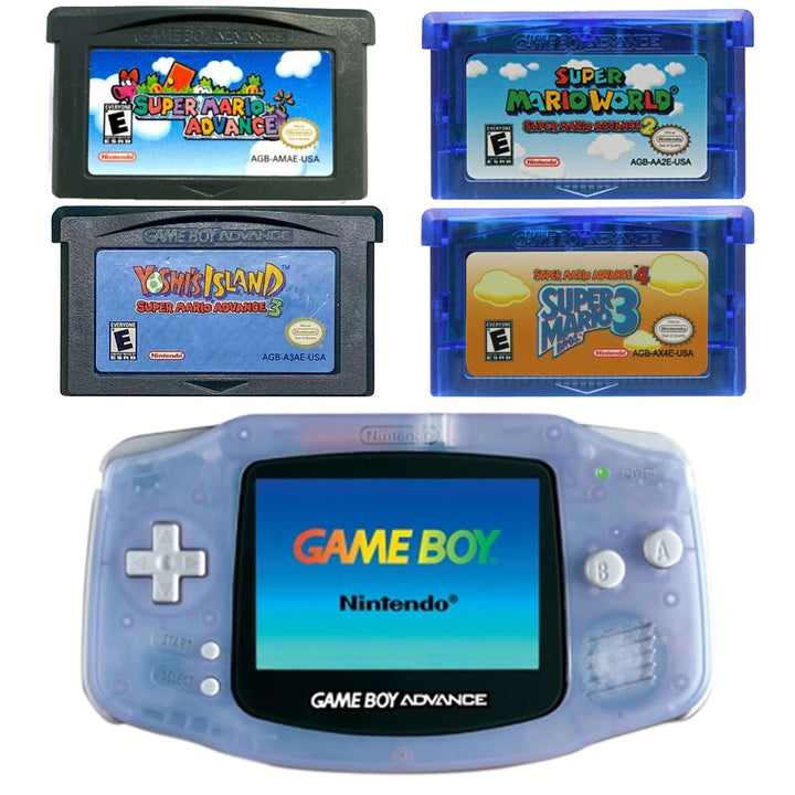 Nintendo Gameboy Advance Console Bundle: Super Mario Advance, Super Mario Advance 2, Super Mario Advance 3, Super Mario Advance 4 - Retro vGames