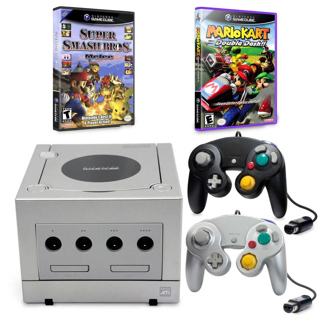 Nintendo GameCube Console Bundle: Super Smash Bros Melee and Mario Kart Double Dash Game - Retro vGames