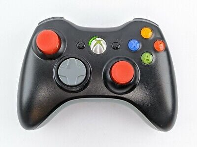 Original Microsoft XBOX 360 Wireless Controller - Red & Black - Retro vGames