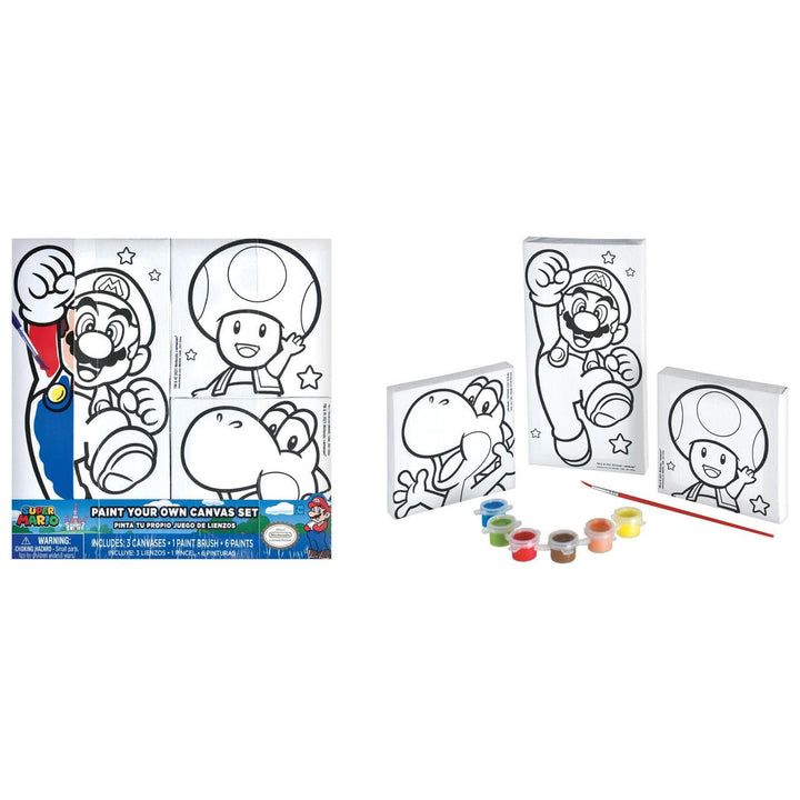 Party Supplies: Super Mario Brothers - Color Your Own Canvas - Retro vGames