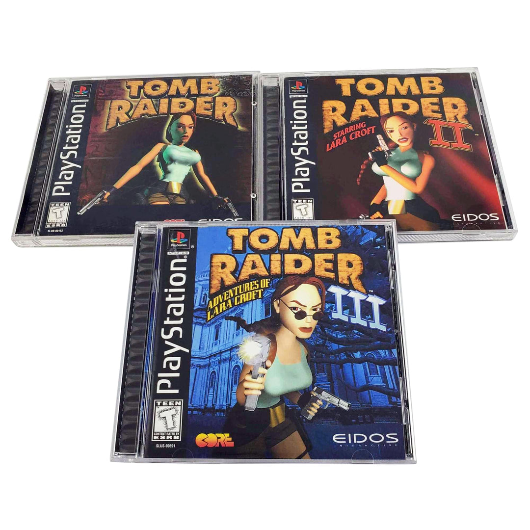Playstation 1 (PS1) Console Bundle: Tomb Raider 1, 2 & 3 - Retro vGames