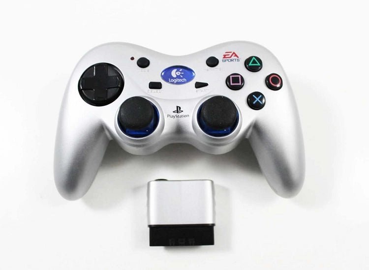 Playstation 2 PS2 EA SPORTS Logitech Precision Wireless Silver Controller - Retro vGames