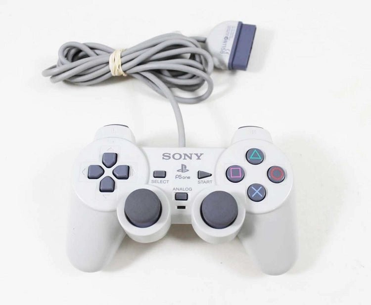 PS1 Original Dual Shock CLEAR WHITE Controller - Retro vGames