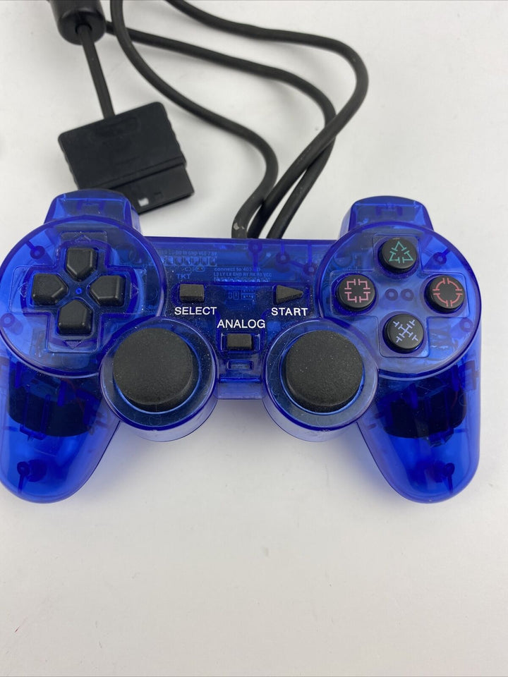 PS2 New CLEAR BLUE Wired Controller - Retro vGames