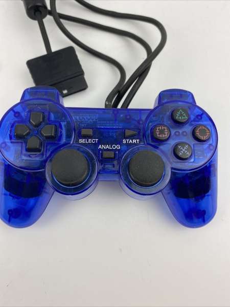 PS2 New CLEAR BLUE Wired Controller - Retro vGames