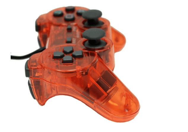PS2 New CLEAR RED Wired Controller - Retro vGames