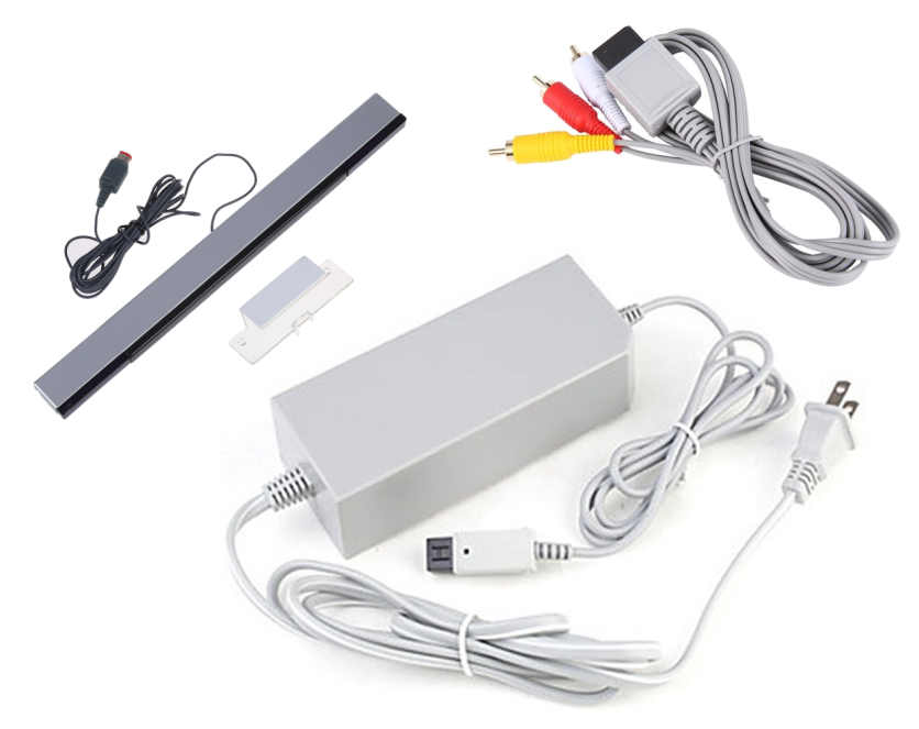 Nintendo Wii Power Adapter, AV Cable, Sensor Bar