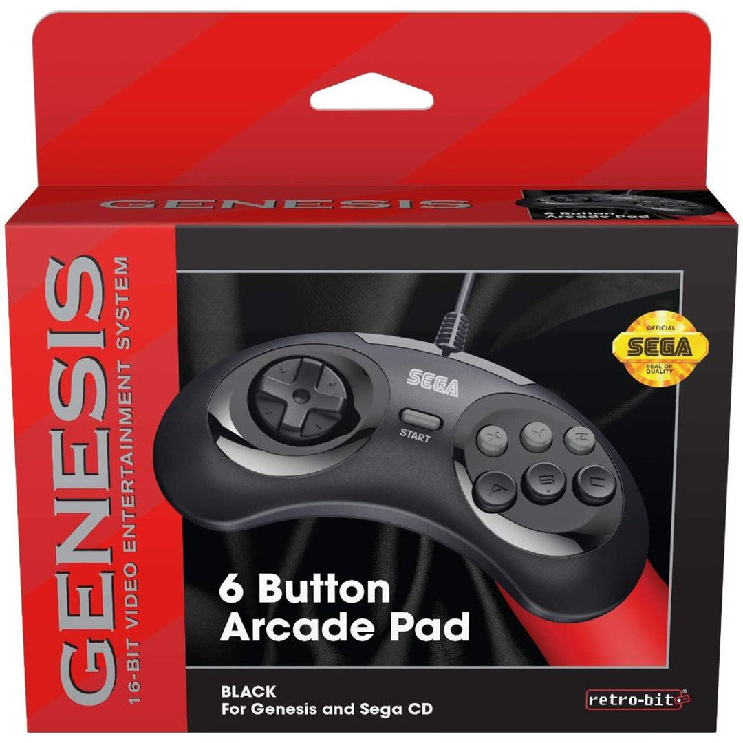 SEGA Genesis 6-button Arcade Original Port Pad Black - Retro vGames