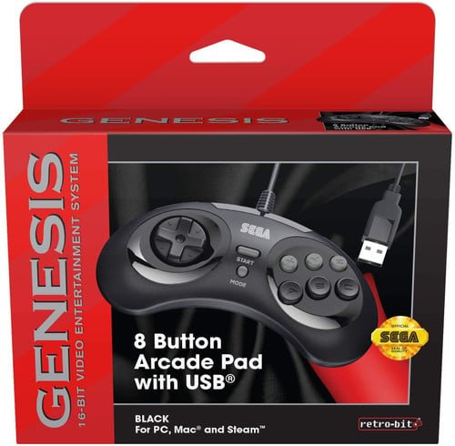 SEGA Genesis 8-Button Arcade USB Pad Schwarz - Image 2