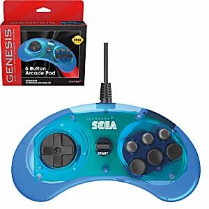 Sega Genesis Licensed Blue 6-Button Controller - Retro vGames