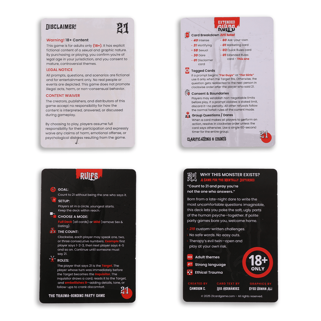 TWENTY-ONE™ Adult Party Card Game (18+) | 225 Cards for Game Night Fun - Retro vGames