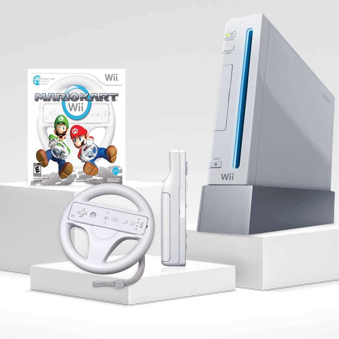 Wii Console Bundle: Mario Kart With Wheel - Retro vGames